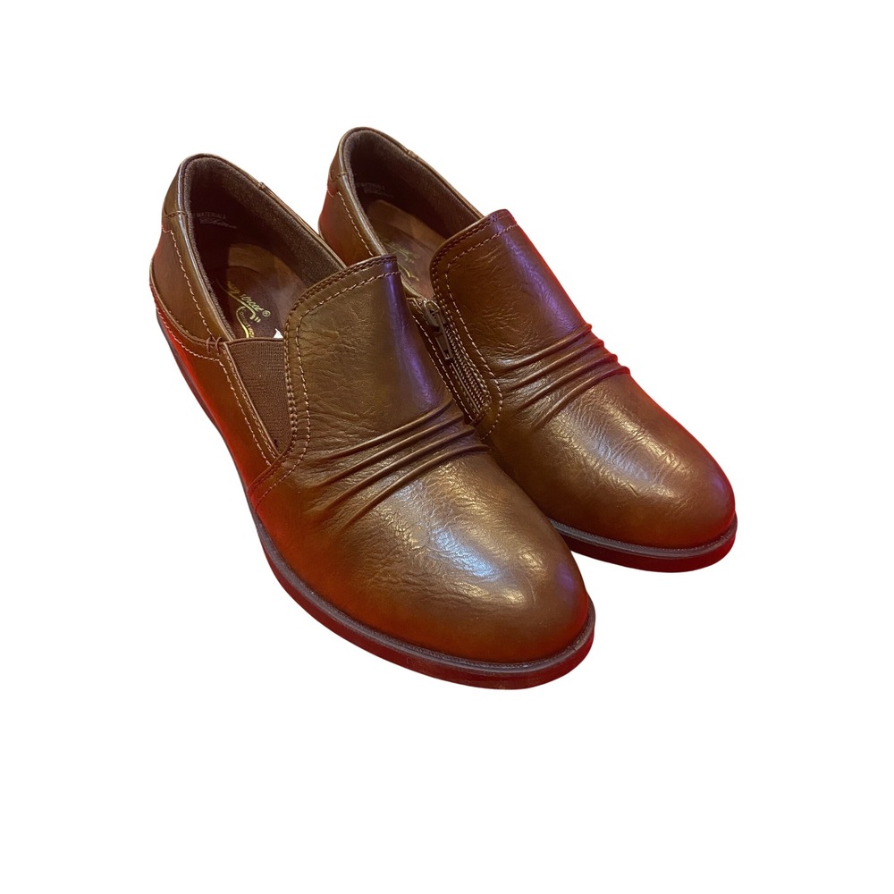 Easy Street Joplin Tan Brown Pleated Ankle Booties Shooties 31-6104 Size 8.5W